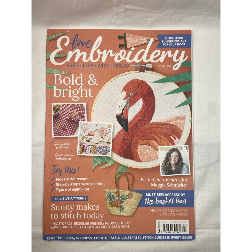 Love Embroidery Magazine Issue 27 2022 Bold & Bright Flamingo book New Needle